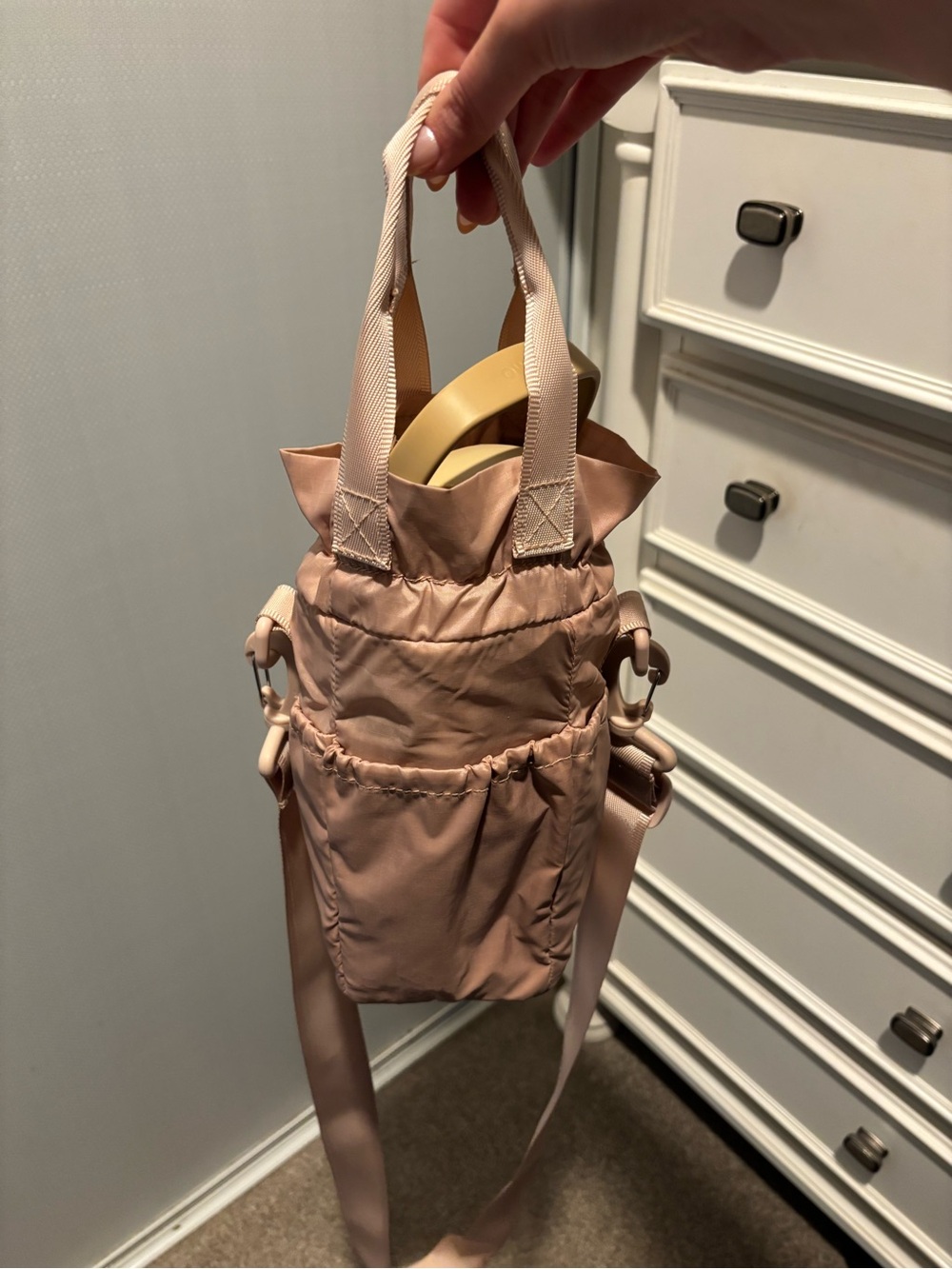 CALPAK Pink Compact Drawstring Crossbody Bag// Mauve - Picture 3 of 4